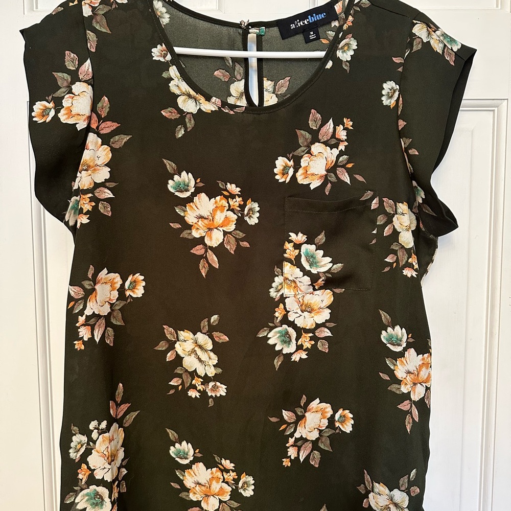 Alice Blue Black Cap Sleeve Blouse